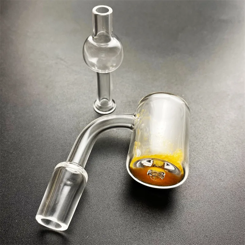 90 dikke gebogen kwartsstokclip 14 mm herenclip met bubble karperhoed 100% echte Banger Dab Ring BBG-002 Thermische Banger