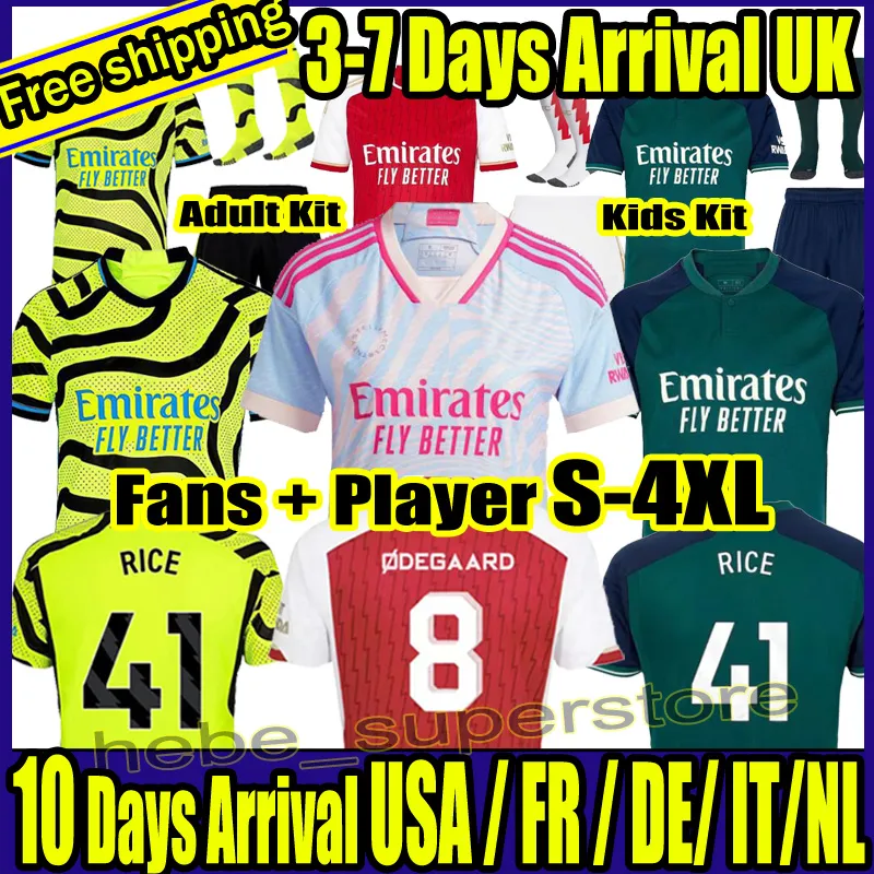 S-4xl Saka Soccer Jerseys G. Jesus Odegaard Rice Havertz 23 24 Strzelcy Martinelli Smith Rowe Nketiah Zinchenko Trossard Football Shirt Men Kids Sets Child Kit