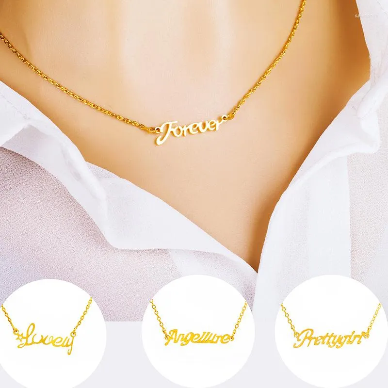 Kettingen vrouwen Koreaanse Stijl Eenvoudige Engels Vergulde Ketting Korte Letters Sleutelbeen Keten Voor Vrouwen Sieraden Vriend Gift