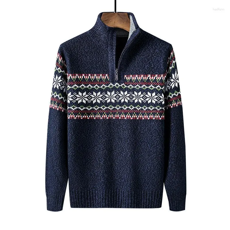 Herrtröjor Storlek XXXL 4XL 5XL 6XL Tröja Male Autumn Dxkedja Halv Turtleneck Pullover Stängade män Kläder Julhoppare 2024