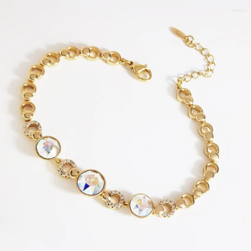 Charme pulseiras 11.11 cristais da Áustria na moda feminina para mulheres festa jóias cadeia redonda 14k cor de ouro pulseira bijoux presente