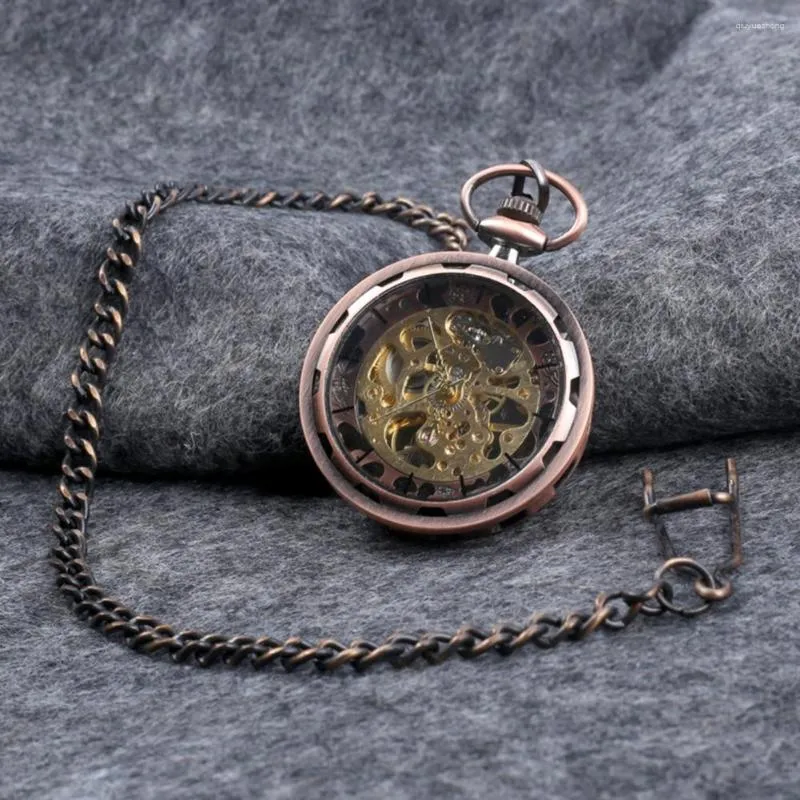 Relógios de bolso retrô relógio de corda manual unissex relógio de pulso pendurado corrente descoberto para uso diário
