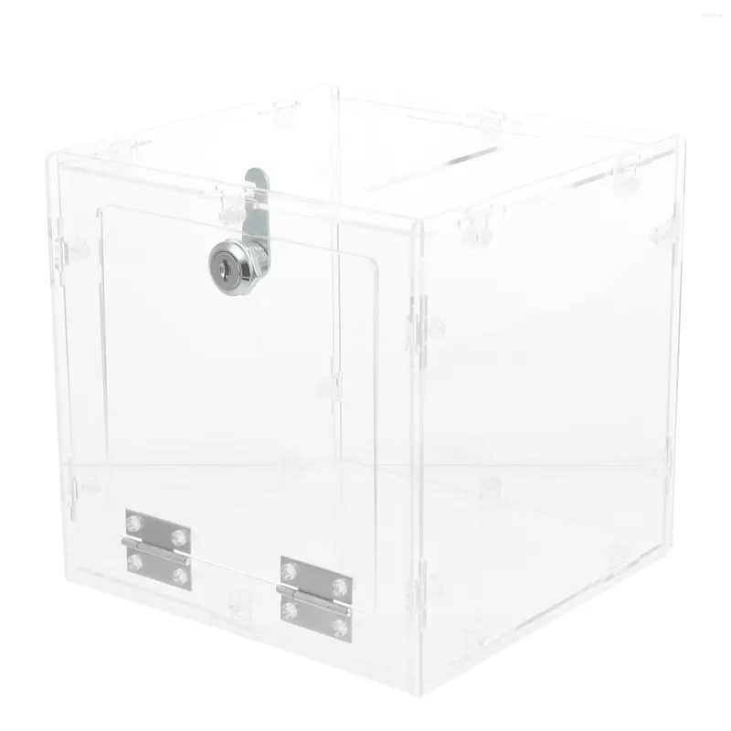 Present Wrap Donation Box Clear Assemble Countertop Container för röstning Ticket Charity Rallot Survey Raffle Contest Förslag Tips