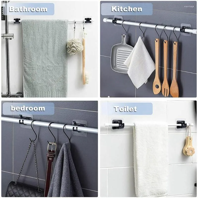 Curtain Poles Hooks For Rod Without Nails Brackets No Drilling Self  Adhesive White Sticky Hanger Holder 230613 From 18,37 € | DHgate