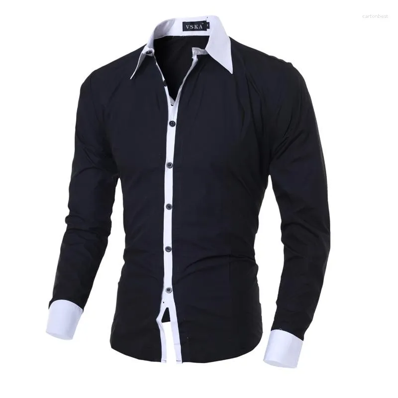 Camicie da uomo camicie patchwork con abbottonatura con abbottonatura maschile maschile sottile contrasto casual colore a maniche lunghe maschi business bianco top neri bianchi