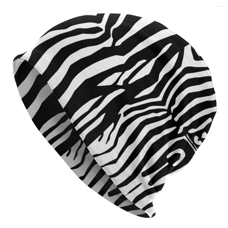 Bérets Zebra Skin Animal Pattern Caps Automne Hiver Ski Skullies Bonnets Chapeaux Unisexe Femme Printemps Chaud Double Usage Bonnet Tricot