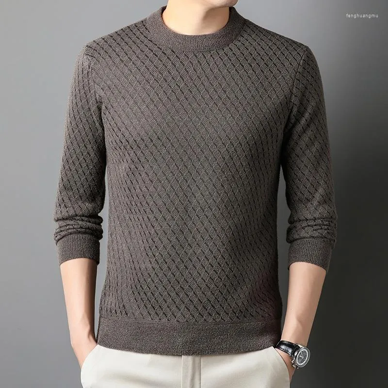 Männer Pullover Marke Herren Pullover 2023 Chenille Plüsch Und Dicke Feste Plaid Für Männer Casual Oansatz Kragen Gestrickte Winter Kleidung