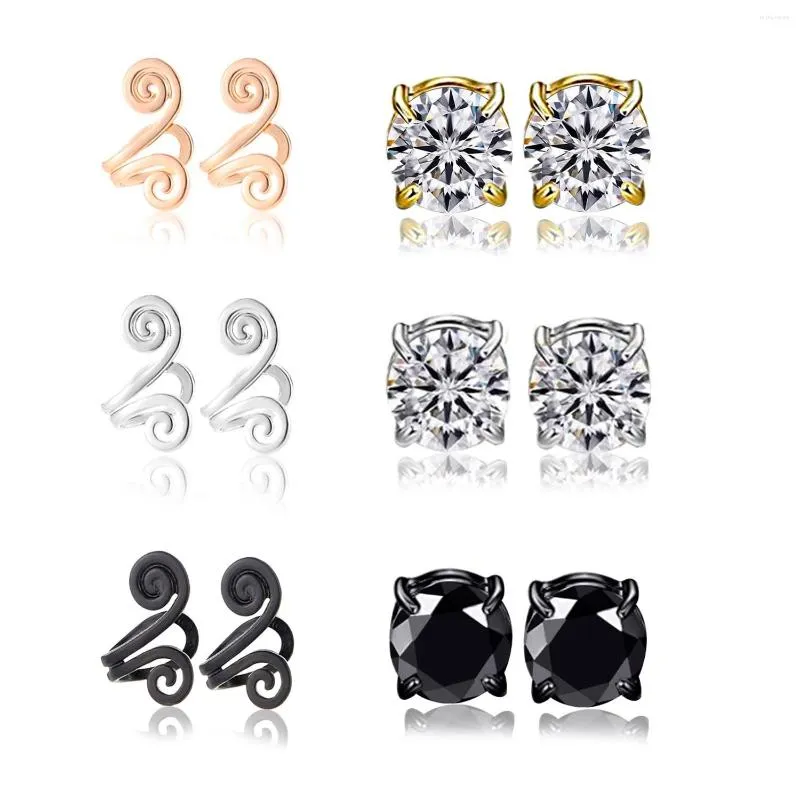 Boucles d'oreilles à dos 1-6 paires Punk Zircon magnétique boucle d'oreille aimant faux Non Piercing cristal Clip oreille manchette bijoux pour femmes hommes