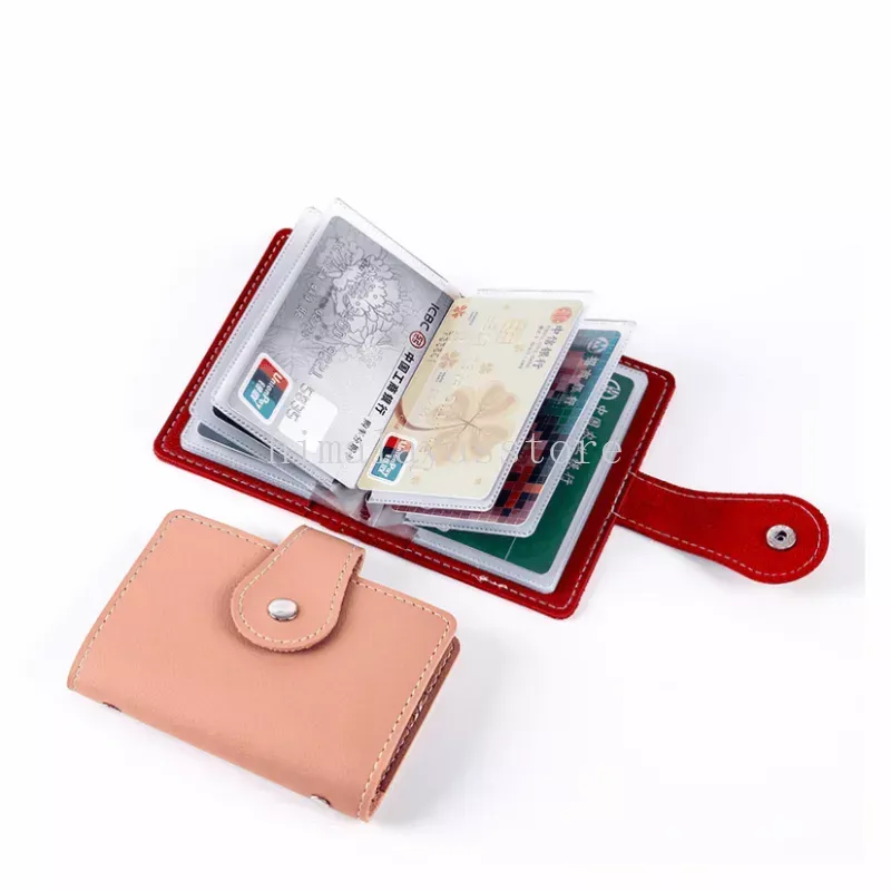 Nya modekvinnor 26 kort Slim Pu Leather ID Credit unisex visitkort Holder Pocket Clutch Organizer Case Purse Wallet Wallet