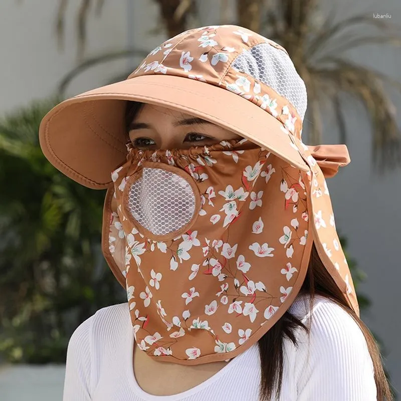 Breathable Wide Brim Fishing Hat With Mask For Women UV Protection