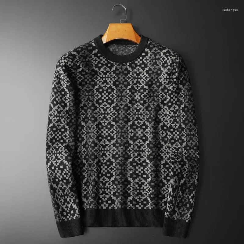 Maglioni da uomo 2023 Autunno Inverno Jacquard Business Casual Moda Slim Fit Pullover Maglione inferiore Marchio di abbigliamento Uomo Maglieria