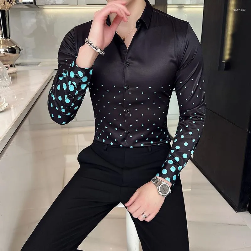 Polka Dot Print Slim Fit Casual Shirts Slim Fit Long Sleeve Tuxedo For  Business, Social Dress, And Parties In Summer 2024 From Saltblue, $83.24