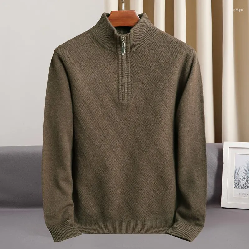 Men's Sweaters Arrival Fashion Cashmere Thickened Half High Zip Collar Sweater Casual Knitwear Winter Size S M L XL2XL 3XL 4XL