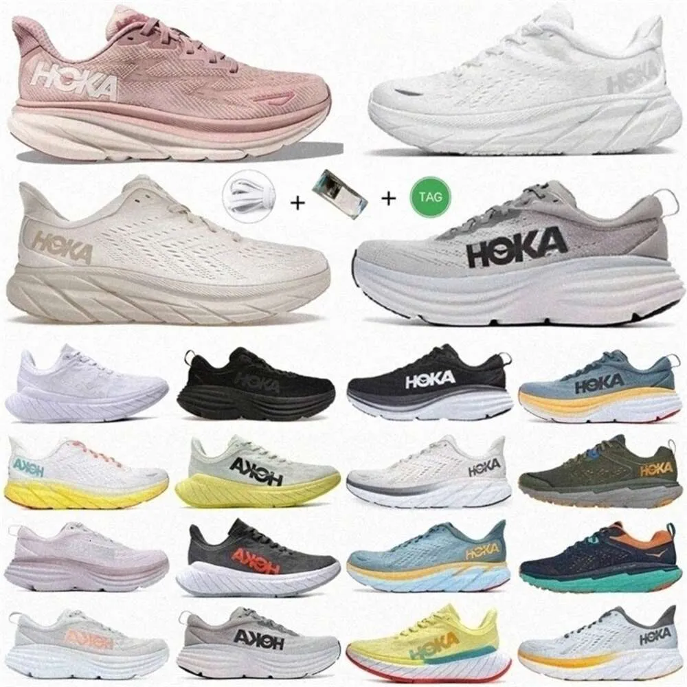 One Hoka Clifton 8 9 hokas Hardloopschoenen Bondi Heren dames Wit Zwart Coastal Sky Levendig Oranje Shifting Sand Luchtig blauw rood CarbonSne5#