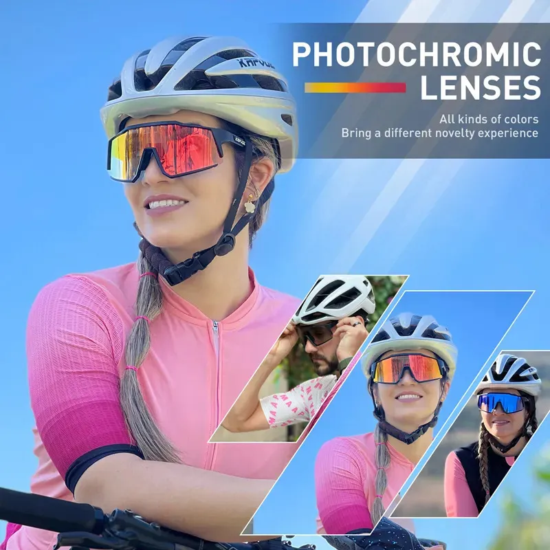 Lunettes Cyclisme Photochromiques KAPVOE - Anti-Buée TR90 Pour VTT, Route Et Course à Pied