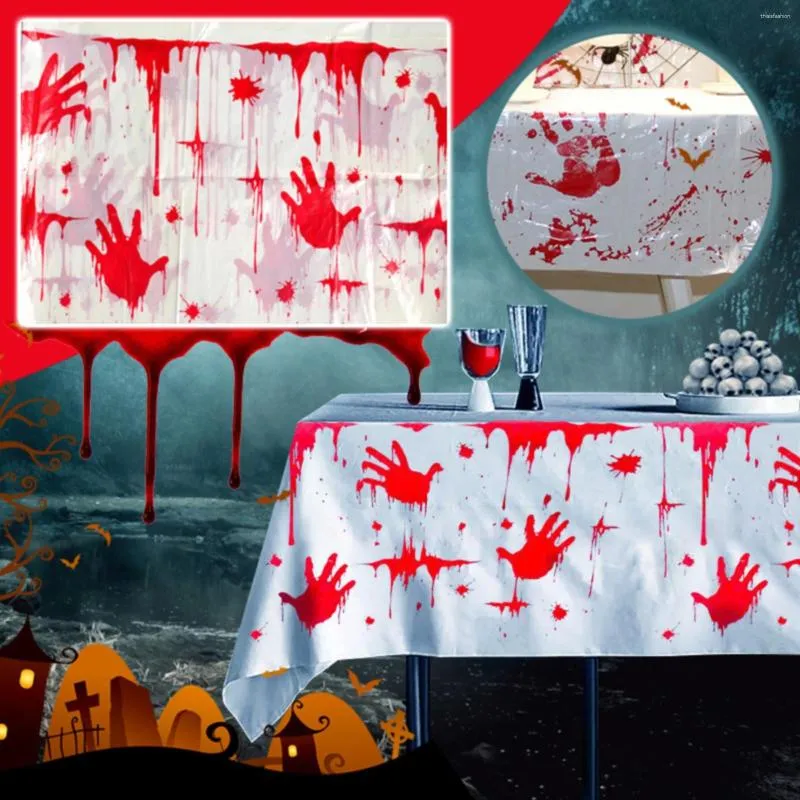 Tafelkleed Scary Halloween Bloed Handafdrukken Tafelkleden 107,9 X 53,9 Inch Bloody Cover Feestartikelen Voor