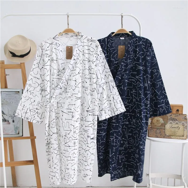 Tute da uomo Primavera ed Estate Corda in stile giapponese Kimono Pigiama Cotone Jacquard Accappatoio sottile Sudore sciolto Vestiti per la casa