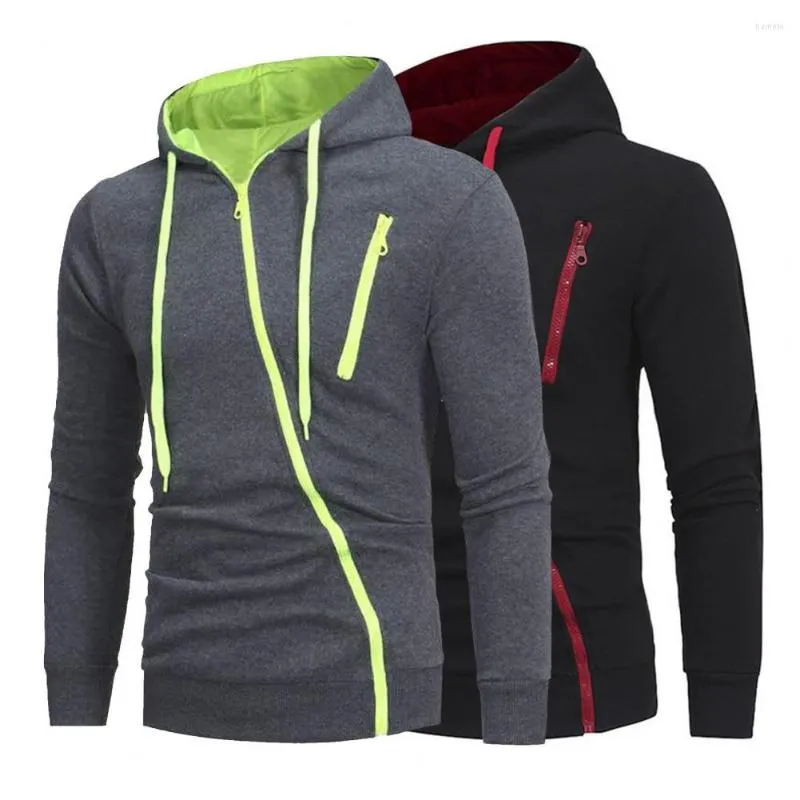 Suéteres masculinos homens hoodie elegante zíper oblíquo casaco de inverno grosso cardigan jaqueta de outono para ao ar livre