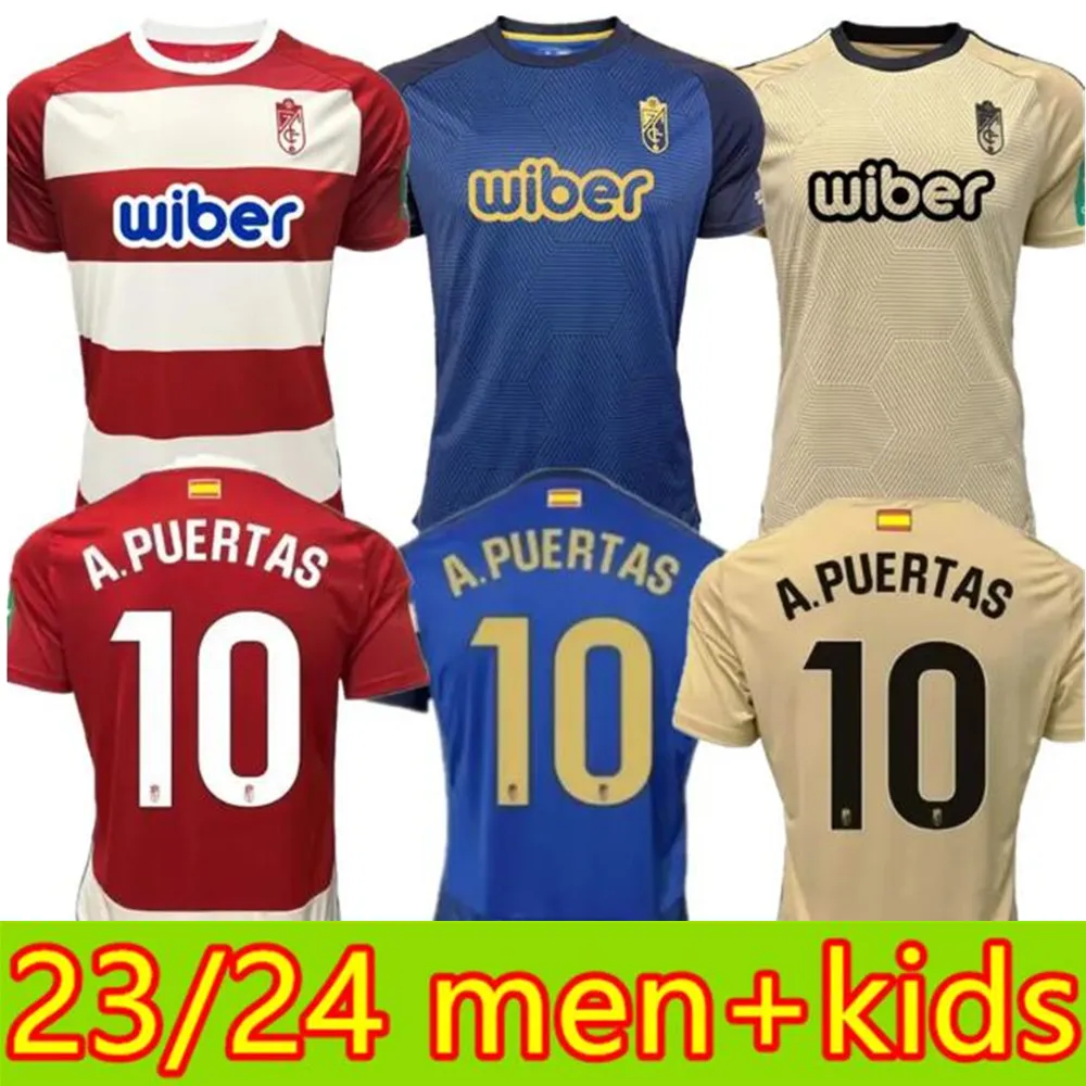 2023 24 Mężczyźni+Kids Camiseta Granada CF koszulki piłkarskie CalleJon A.puertas Vallejo Soro Uzuni 23 24 Jesus F.diedhiou C.Neva Bryan Bicard Football koszule