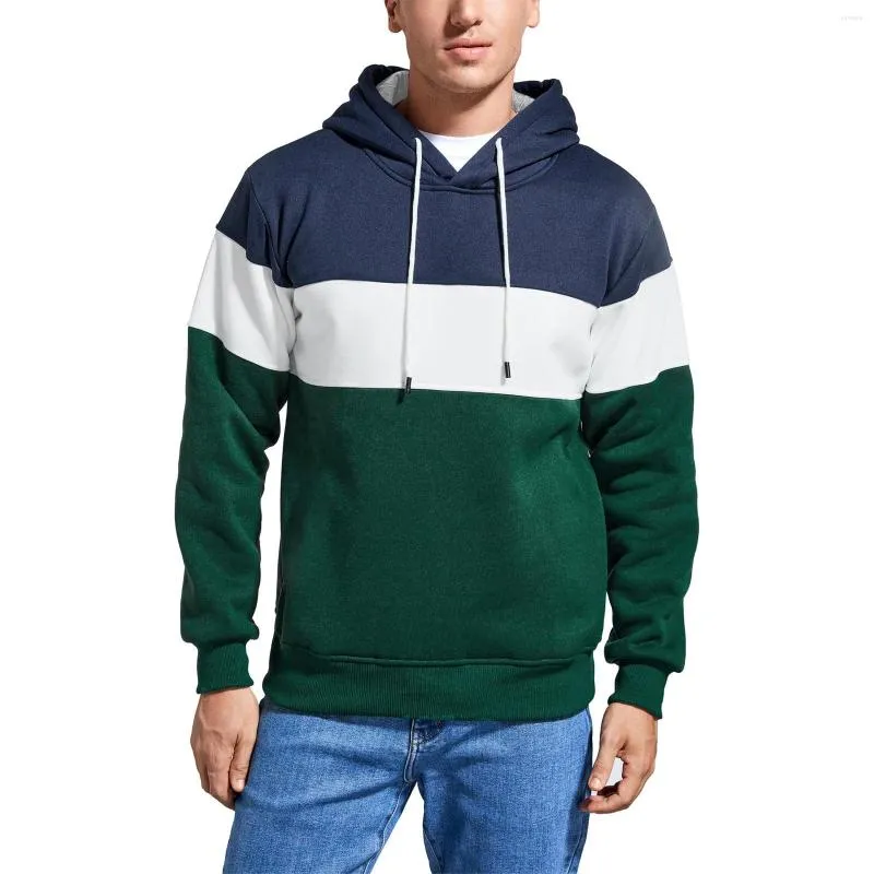 Felpe con cappuccio da uomo Trending Men Splicing Pullover Autunno Inverno Pile Calde Felpe a maniche lunghe Casual Sport Top Vestiti