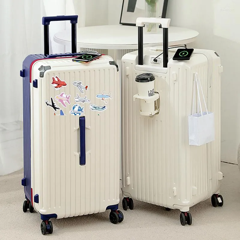 Suitcases Large Capacity Travel Case 20 24 26 28 Inch Universal Wheel Luggage Double Combination Lock With Cup Holder Fashion Suitcase