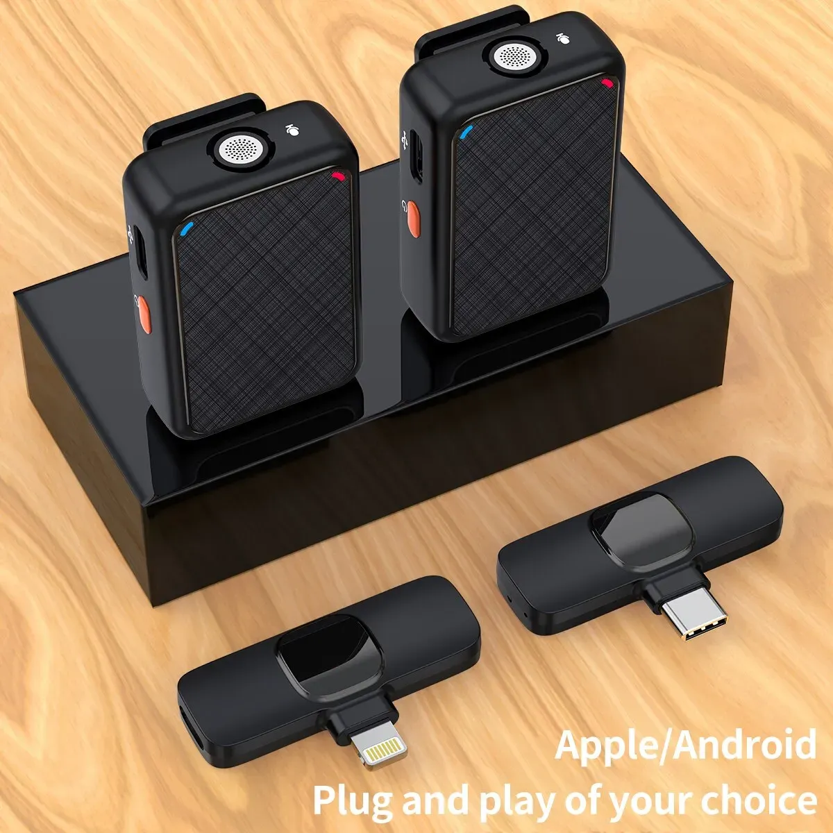 Bärbar trådlös Lavalier -mikrofon för iPhone Android och Mini Mic för ljudvideoinspelning, Live -sändning