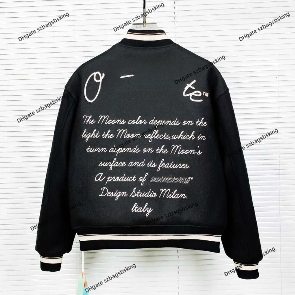 Herbst Winter Off-Marke Weiße Jacke 2023 Mode neuer Mantel OW Stickerei heiße Diamant gefüllte Daunenjacke aus Baumwolle Baseballuniform neutral