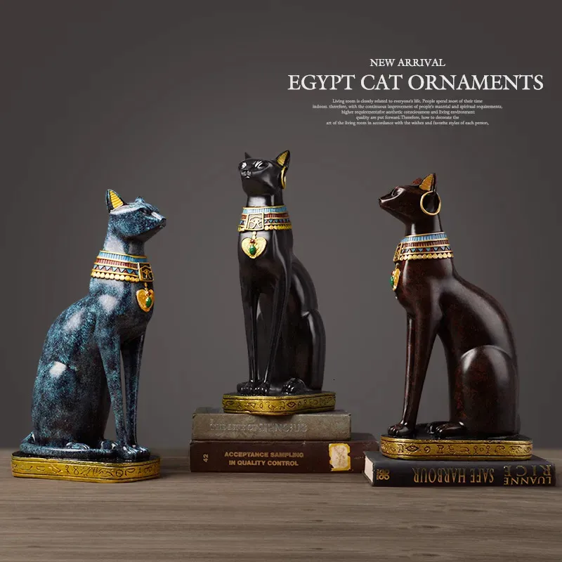 Objets décoratifs Figurines Chat égyptien résine artisanat vintage décoration de la maison Moderne Vintage Baster déesse dieu pharaon figurine statue pour ornements de table Cadeau 230928