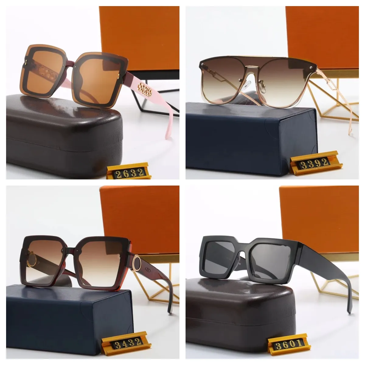 Nouveau Top Fashion LOOK Lunettes de soleil carrées à la mode Lunettes de soleil unisexes Rétro Flat Top Fashion Shades Lunettes de soleil Conduite Lunettes de soleil Blocage UV avec BOÎTE