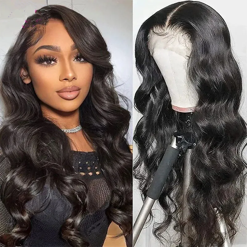 Transparent HD Body Wave Spets Front Human Hair Wig Pre Plucked 360 Spets Frontal Wig Natural Hairline