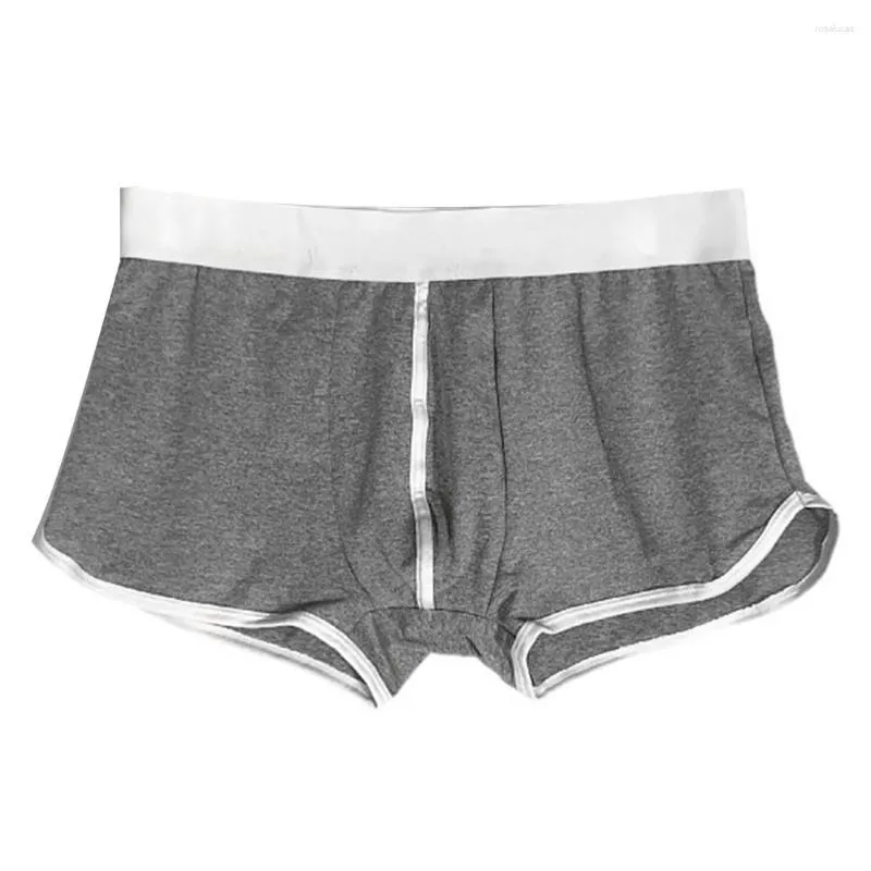 Underpants Men Ice Silk Skin-friendly Boxers Briefs Sexy Middle Waist Shorts Underwear Breathable Solid Color Panties Loose