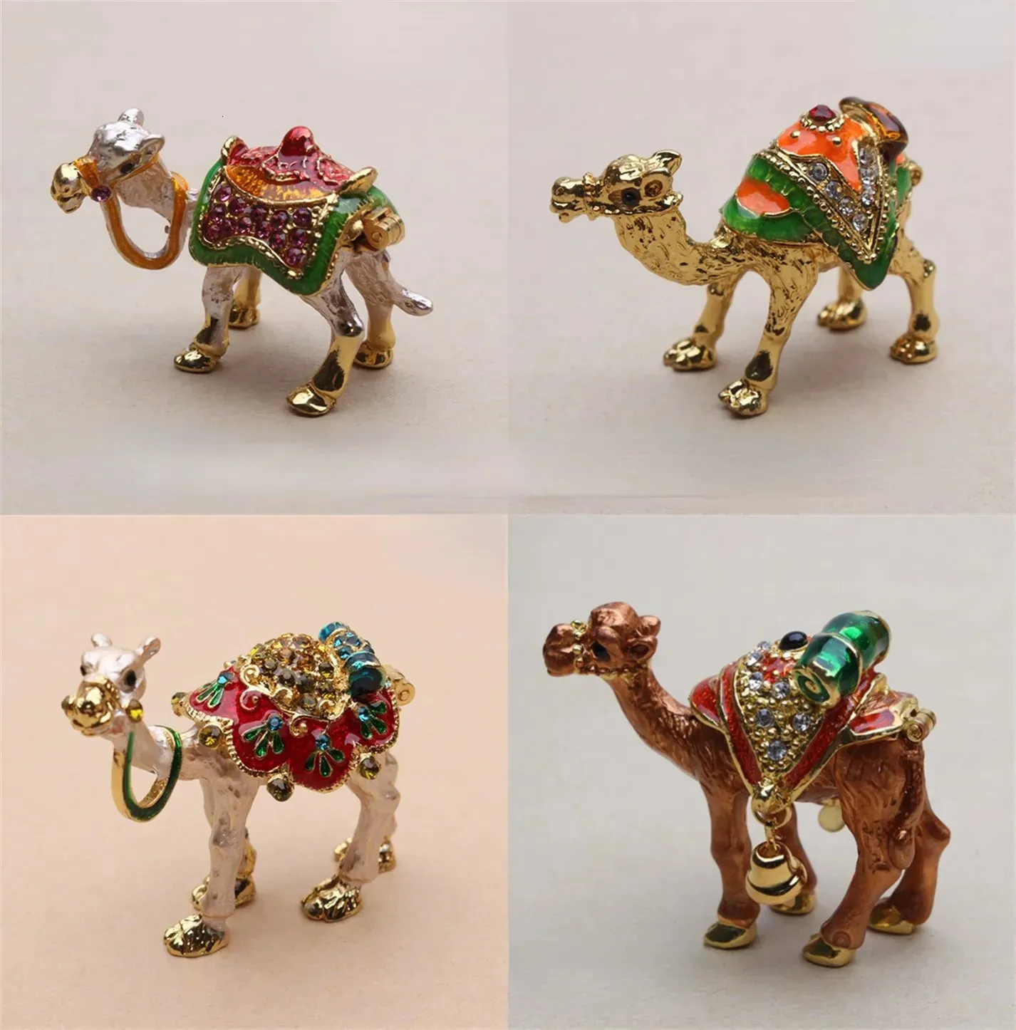 Dekorative Objekte, Figuren, kleine Kamele, Ornamente, diamantbesetzte Legierung, Kunsthandwerk, Geschenk 230928
