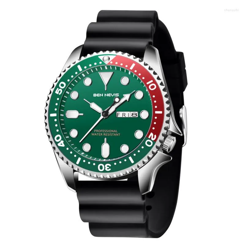 Orologi da polso Orologio al quarzo da uomo Business Fashion Tempo libero Luce notturna 3bar Impermeabile Calendario Settimana Anello girevole Reloj Hombre