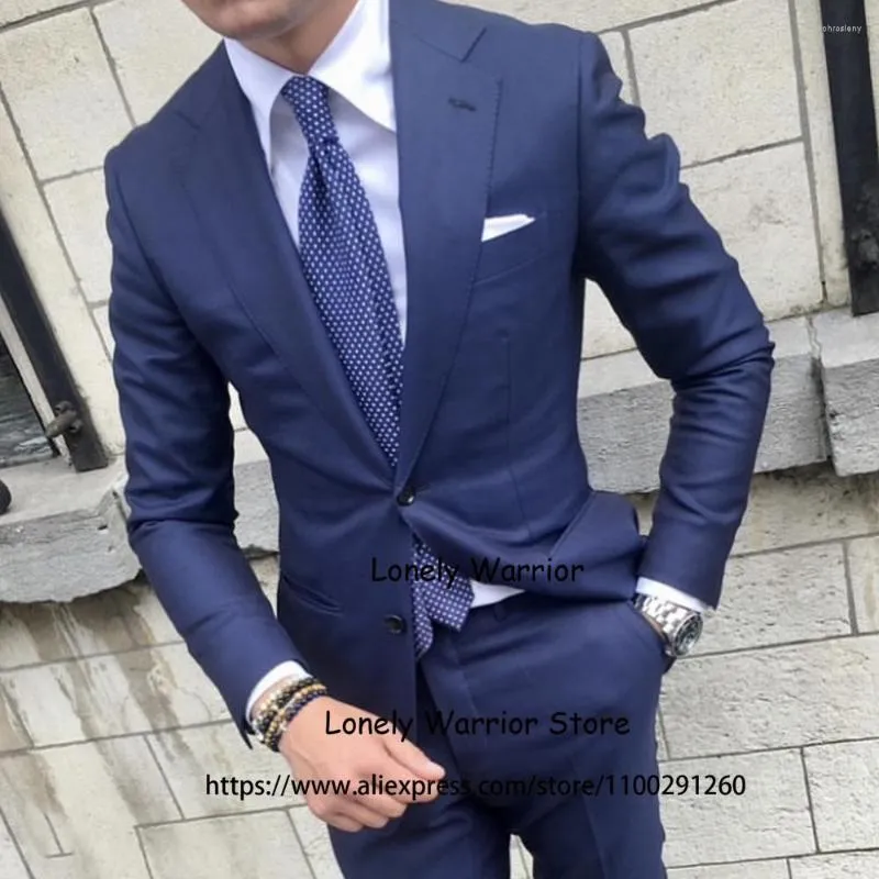 Abiti da uomo Blu Navy Per Uomo Formale Business Blazer maschile Slim Fit Wedding Groom Tuxedo 2 pezzi Set Giacca Pantaloni Costume Homme