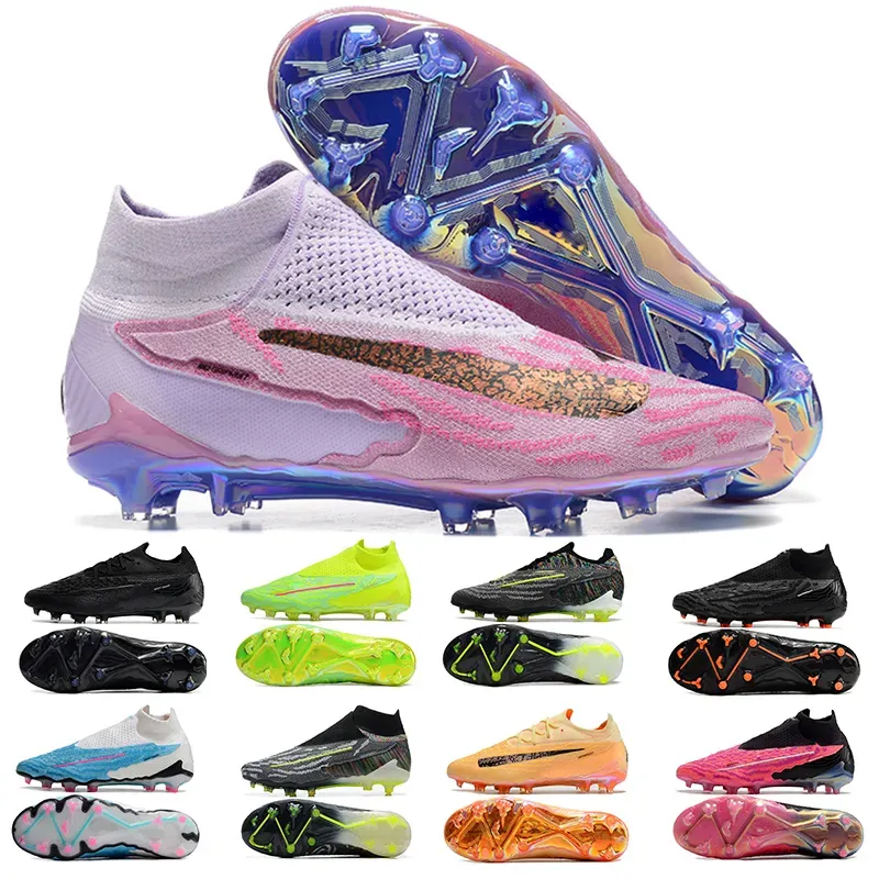 Limited Edition Phantom GT2 Elite DF FG Blaze Football Boots in Baltic Blue and Pink 2024 Slip On Cleats with Anti Clog Blast Fusion Volt Technology