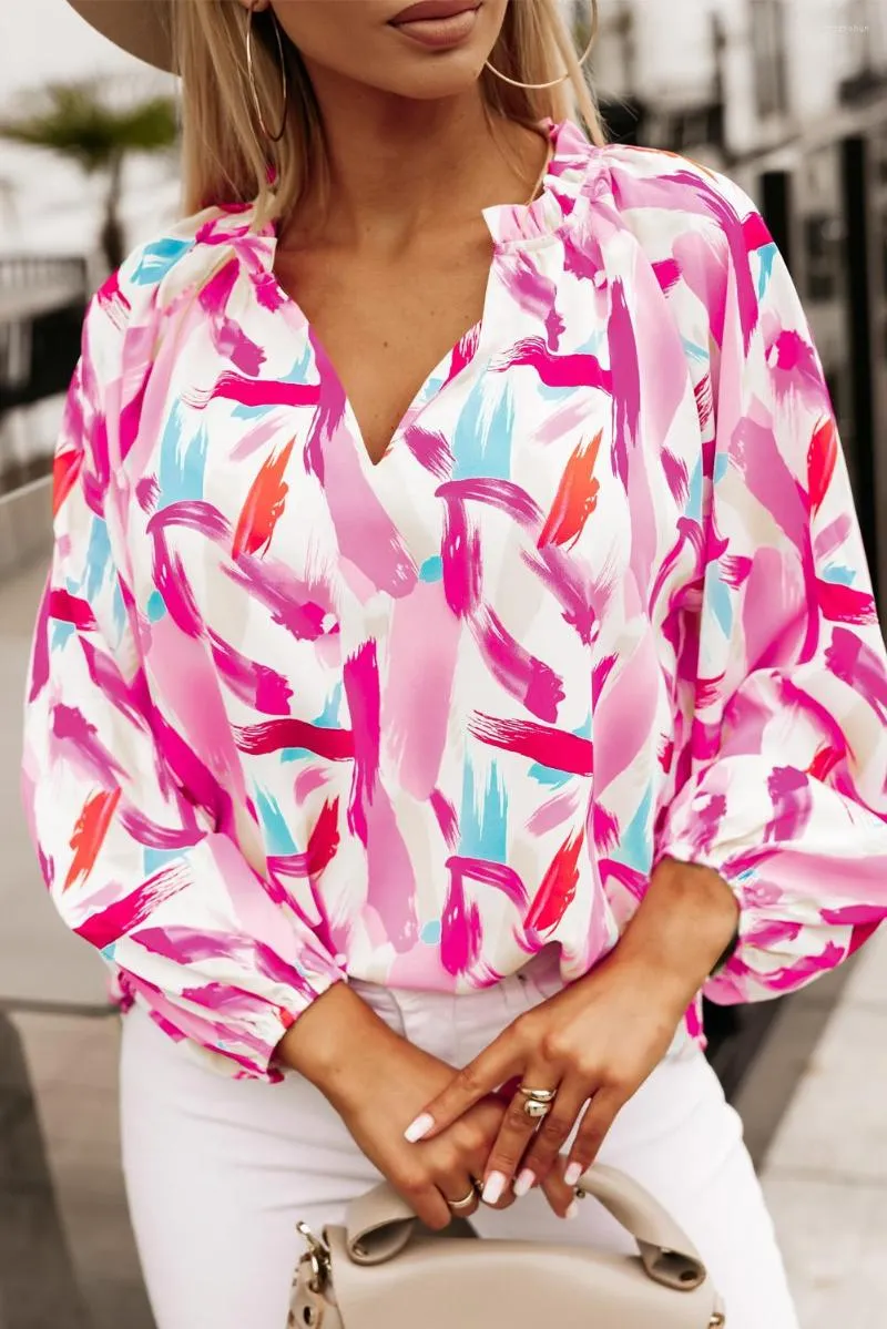 女性用ブラウスピンクプリントルーズフィットブラウス女性カジュアルソフトティーシャツ女性ハラジュクミュージャートップ衣装