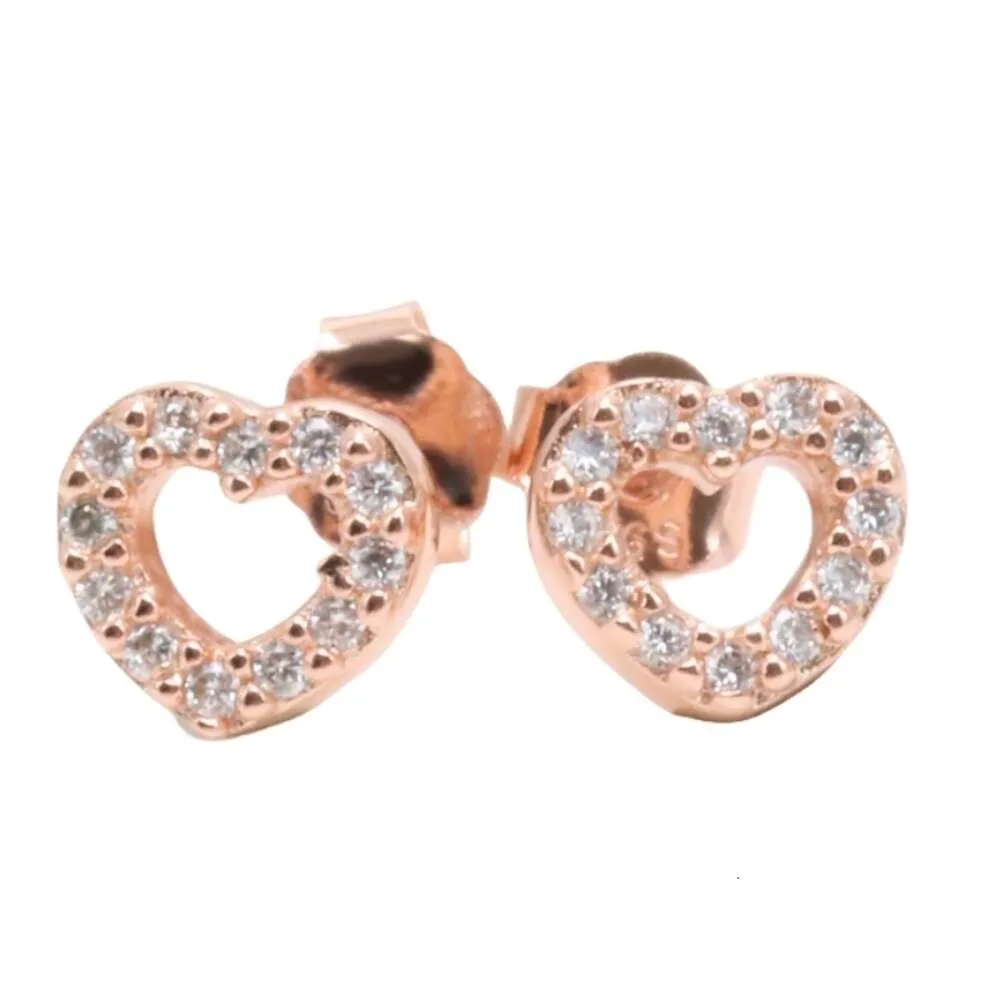 Boucles d'oreilles Panda Designer De Luxe Mode Femmes Nouveau Or Rose Gagné Coeur Boucles D'oreilles Mode Tempérament Amour Zircon Boucles D'oreilles Cadeau Romantique Femme