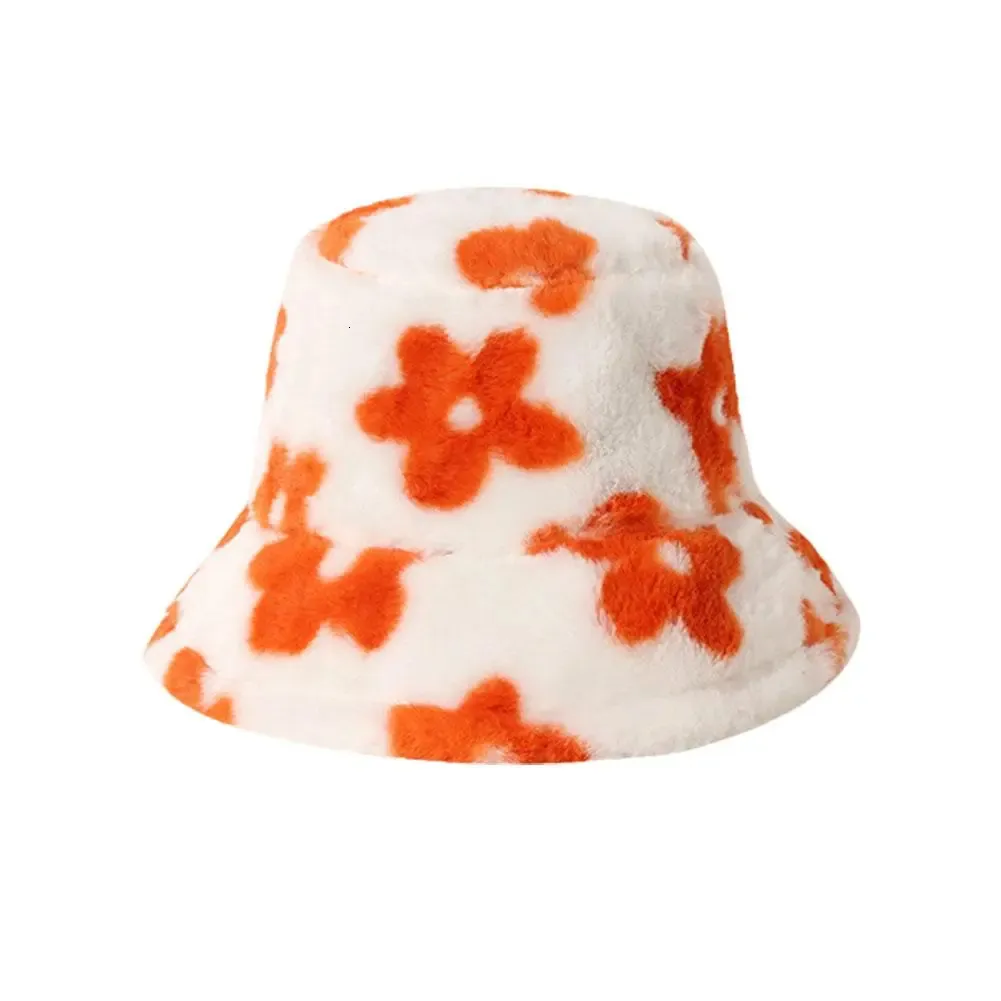 Femmes Hiver En Peluche Seau Chapeau Chaud Couleur Unie Faux Fourrure Casquette Pêcheur - Blanc - 56/58 Cm