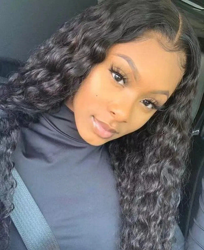 V Part Wig Water Water Wave Human Hair Band Middle Part for Black Women Upgrade Vparts شعر مستعار مجعد لا يترك 130 ٪ كثافة