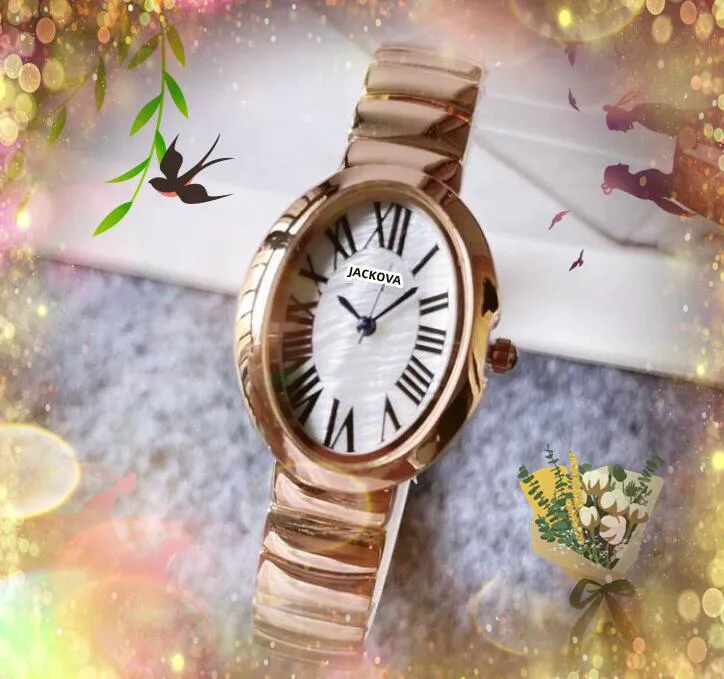 luxe vrouwen tank kleine eenvoudige designer horloge ovale vorm romeinse wijzerplaat roestvrij stalen band klok rose goud zilver kleur schattige dame quartz horloge geschenken