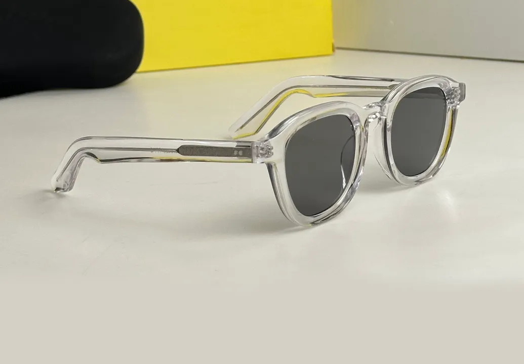 Vintage Sunglasses Crystal Dark Grey Lens Mens Designer Sunglasses Shades UV400 Eyewear with Box