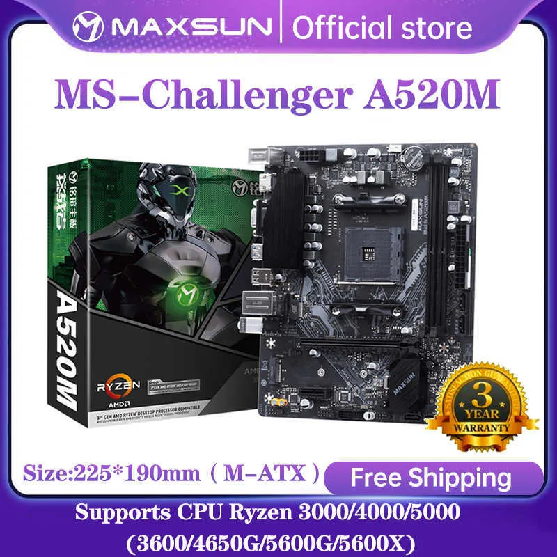 Płyta główna Maxsun AMD A520M RAM DDR4 M.2 USB3.2 Stat 3.0 Wsparcie Ryzen R3 R5 R7 Desktop AM4 CPU 3600 4650 5600G 5600X NOWOŚĆ