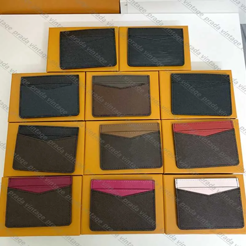 Titular de cuero genuino de primera calidad Diseñadores de lujo Bolso de moda Hombres libres Titulares de tarjetas de monedas de mujer Black Lambskin Mini Carteras Caja clave