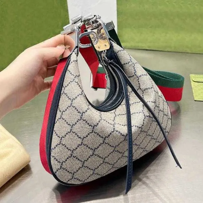 Borsa sotto ascella Hobo da donna CC Designer Borsa a tracolla in pelle di vacchetta mezza luna di marca italiana Borsa a tracolla stampata in tela da donna