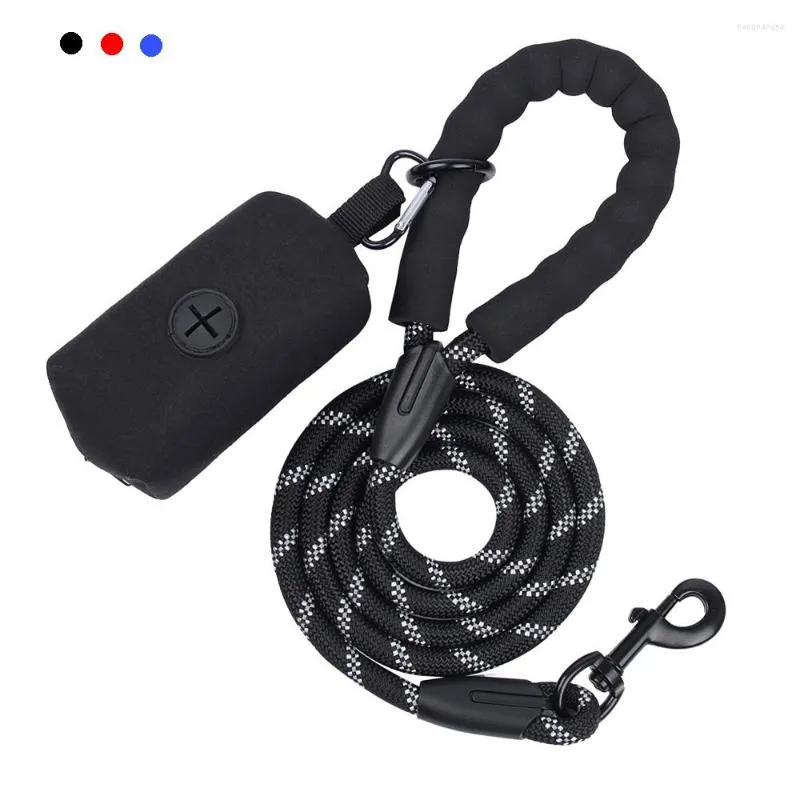 Dog Collars Durable Leash With Poop Bag Dispenser Strong Reflective Pet Rope Walking Training Round Belt For Dogs Cats Ropes