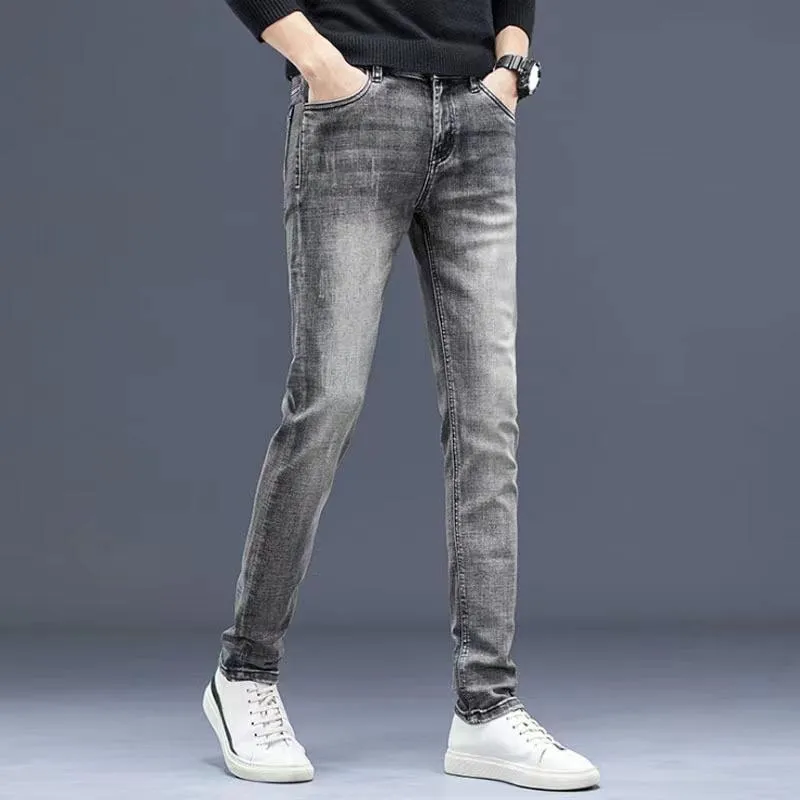 Mäns jeans designer designer mode lyxiga smala elastiska bi varumärken affärsbyxor byxor klassisk stil manlig denim fritidsbyxor stora gårdar tegv
