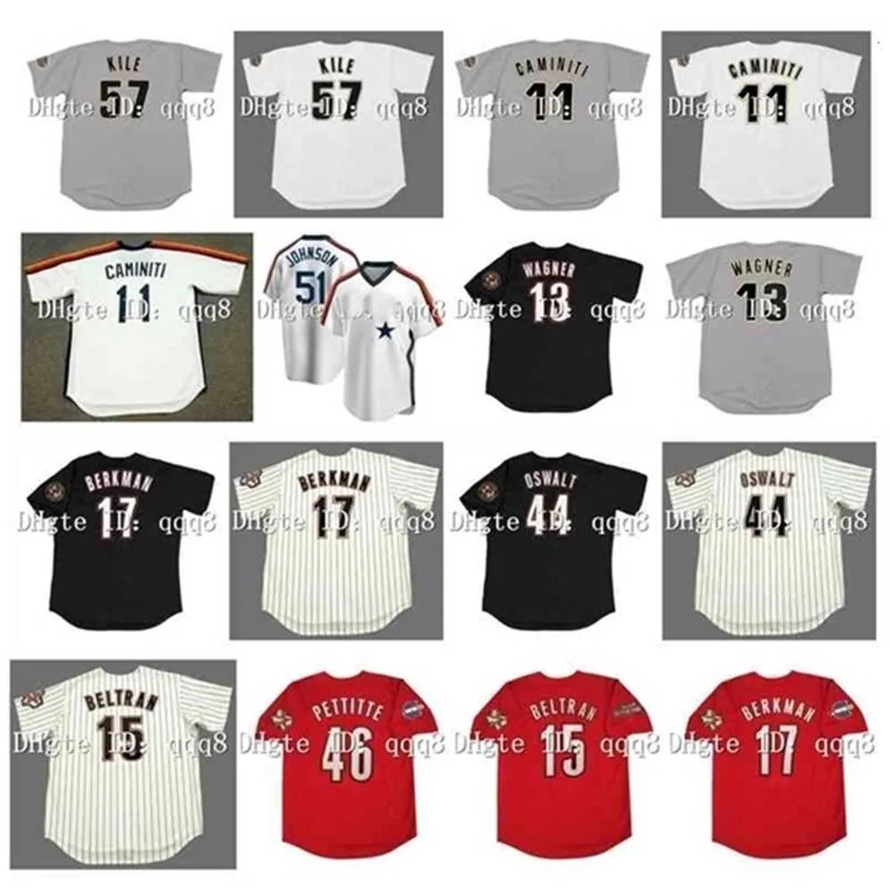 qqq8 Air01 Vintage 2000 Houston Baseball Jersey 11 KEN CAMINITI 13 BILLY WAGNER 17 LANCE BERKMAN 44 ROY OSWALT 46 Andy Pettitte 51 RANDY JOHNSON 57