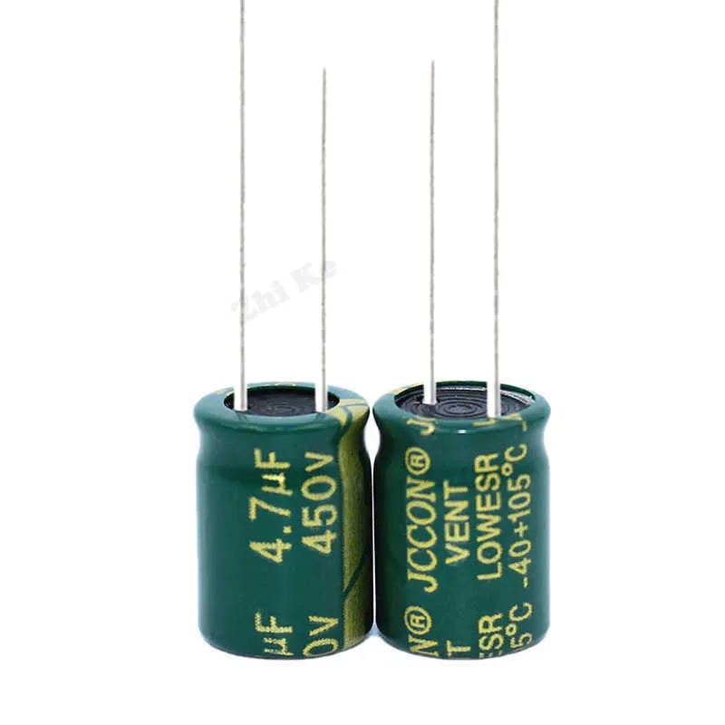 10pcs Capacitor eletrol￭tico 450v4.7UF 10 por 13mm Eletrol￭tico eletrol￭tico de alum￭nio 4.7UF 450V Fonte de alimenta￧￣o de comuta￧￣o