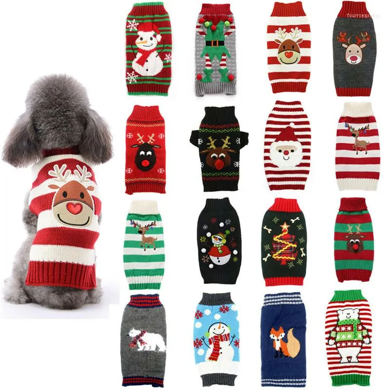 Odzież dla psów świąteczny sweter Śliczny kreskówka renifery świąteczny kostium zwierzaka szczeniąt Kot ciepłe ubrania dla małych psów Chihuahua Pug Zima odzież