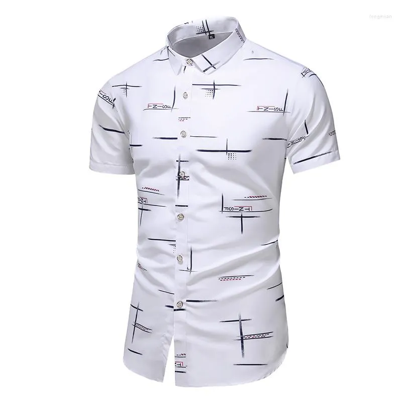 Mäns avslappnade skjortor 2023 Sommarkläder plus asiatisk storlek M-7XL Fashion 9 Style Design Kort ärmskjorta Mäntryck Hawaii Beach Blus